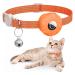 For Airtag cat collar integrated reflective kitten neck band with Airtag holder puppy cat collar with bell light tracker cats collars for girls young cats orange bell orange