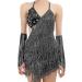 iMucci Black Latin Dance Dress with Paillette Tassel - Women's Samba Costumes Ballroom Dresses - Buy Online on GoSupps.com