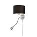 Lightling modern wall lamp in nickel matt with adjustable reading arm fabric screen black 1 x E14 max. 40W 20 cm height: 23.5 cm wall light black