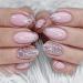 24Pcs Almond Press on Nails Short French Tip Fake Nails Glossy Pink Glitter False Nails with Glue Stickers Oval Acrylic Full Cover Glue on Nails for Women and Girls Oval Pink Shiny