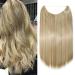 Hair part extensions hair extension 1 piece of hair hair sealing with invisible wire sandy blonde & blond bleach-2 smooth-20 "(50cm) -90g