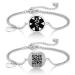 Upgraded Medical Bracelets Men Women with QR Code Medical Alert ID Bracelets - Titanium Steel Wristband Fits Wrists Up 8''-10'' - More Space Custom Emergency Medical ID Info 9.06'' Curb Chain - Silver