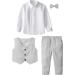Mint Green Baby Boys Wedding Suit Set | 3pcs Herringbone Tweed Outfit | Christening Clothes | 3-4 Years Light Grey - Buy Online on GoSupps.com