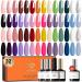Modelones 32 Pcs Gel Nail Polish Set 28 Colors All Season Gel Polish Kit with Glossy& Matte Gel Top Coat No Wipe Base Coat Nail Primer Orange Red Purple Pink Black White Classic Colors Nails DIY A1-Multicolors