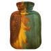 Retro sunflower hot water bottle with soft fleece cover 2 litre hot water bag for hot and cold compresses