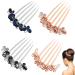 4 PCS Rhinestone Hair Comb Metal Hair Comb Slides Non-Slip Comfortable Butterfly Sparkly Hair Clips Pins Claw Rhinestone Hair Accessories for Women Girls