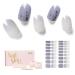 NAILOG Semi Cured Gel Nail Strips 34 pcs Salon-Quality Gel Nail Stickers Long Lasting Nail Wraps for Women with Soft Gel Finish Vintage Print & Silver Glitter (Snow Rain)