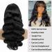 ALIPOP Black Body Wave Brazilian Human Hair Wig with Bangs 2X4 Glueless Lace 180% Density - 20 Wig - Buy Online on GoSupps.com