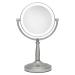 Zadro 9 Round LED Makeup Mirror with Lights and Magnification 5&10X/1X AA Battery Operated Swivel Lighted Makeup Mirror 10X/1X Satin Nickel
