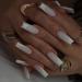 French False Nails Long 24Pcs White French Fake Nails Coffin Press on Nails Acrylic Stick on Nails with Nail Glue Full Cover French Nail Tips for Women Girls Nail Art Coffin Nude White French