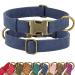 Didog dog collar made of soft leather durable hard-wearing with quick lock metal buckle adjustable dog collar made of leather for medium-sized and small dogs blue m m : fit 13-21 "Neck blue