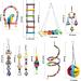 10-Piece Colorful Bird Toy Set for Parrots - Swings Chops Hanging Bells for Budgies Finch and Cockatiels - Buy Online on GoSupps.com