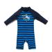 BONVERANO Baby Boy One Piece Long-Sleeved Clothing UV Protection 50+ Swimsuit with One Zip Blue-ash Fish 3 Months