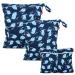 Damero 3 pcs Baby Wet Dry Cloth Diaper Bag Reusable Wet Dry Nappy Bag Travel Diaper Organiser Bag for Baby's Nappies Dirty Clothes and More (Whale)
