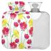 Naanle hot hot water bottle with reference yellow and red flowers Transparent hot water bottle heat bottle for back pain relief handfoot warmer neck warmth and cold therapy 2l