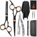 Hair cutting scissors Effy scissors kit fcysy 10 pcs Professional hairstyle set hair butcher hairdresser kit hairdressing scissors haircut shear salon trimmers for hair for women men pet orange black 10 pcs