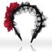 iwiio Halloween Hairband Flower Crown Headband Day of the Dead Headband Black Lace Hair Hoop for Halloween Costume Accessory Cosplay Festival Vintage Fancy Decor - Buy Online on GoSupps.com