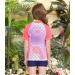 BesserBay Girls Rashguard Swimwear - UV Protection Short Sleeve Shirt - 140 Pink Wave Pattern - International Shipping Available - Buy Online on GoSupps.com