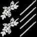 6 Pieces Rhinestone Bridal Hair Clips Leaf Wedding Hair Pins Crystal Bobby Pins Silver Hairpin Jewelry Barrette for Brides Bridesmaids Flower Girls