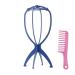 XCZYN Wig Stand Holder Portable Collapsible Wig Holder for Multiple Wigs Durable Wig Stands for Women Wig Drying Stand Travel Wig Holder Stand Wigs Display Stand Tool (1 Pc Dark Blue) 1 Pc Dark Blue