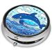 Small Whale Swimminground Pill Box | 3 Compartment Organizer for Travel | Portable Round Pill Box for Purse & Pocket - Buy Online on GoSupps.com