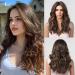 HAIRCUBE Long Brown Curly Wigs for Women Synthetic Hair Wig with Light Brown Highlights