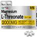 Magnesium L-Threonate Supplement 2000mg Soft Gels - Brain Supplements for Memory and Focus - High Absorption for Better Sleep Muscle and Brain Support - Stress Relief - 60 Count
