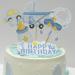 GORWERY 7pcs Happy Birthday Cake Toppers Blue Baby Shower Cupcake Picks Appetizers Cake Dessert Decorations for Baby One Month Hundred Days Boy 1st Birthday Party
