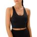Criss-Cross Back Sports Bras for Women | Padded Workout Tank Tops | Medium Support Crop Tops in Black - Medium - Buy Online on GoSupps.com