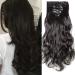 Silk-co Clip in Hair Extensions 17 inch Natural Black 100% Synthetic Hairpiece Extension 8pcs Long Curly Wavy Hair Pieces For Full Head 17 Inch Curly #Natural Black