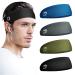 Vinsguir Athletic Mens Headband 4 Pack, Sports Headbands, Men Workout Accessories, Sweat Band, Sweat Wicking Head Band Sweatbands for Running Gym Training Tennis Basketball Football, Unisex Hairband Black/Khaki/Gray/Green