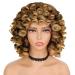 Shop Porsmeer Brown Blonde Afro Wig - Loose Curly Synthetic Hair for Women | Ombre Kinky Curly Short Wigs with Highlights - Buy Online on GoSupps.com