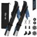Glymnis hiking sticks walking sticks 7075 aluminum 32cm foldable trekking sticks women and men ultra-light hiking stick adjustable 110cm-130cm rotary lock with 4 pair of rubber buffers black