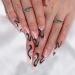 Sethexy Coffin Abstract False Nails - Snake Line Acrylic Press On Nails - 24 St Black Naked Pink Art for Women & Girls - Buy Online on GoSupps.com