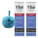 T/Sal Therapeutic Shampoo 4.5 Oz Dual Pack Scalp Build-Up Control With 3% Salicylic Acid Dermatologist Recommended For Dandruff & Psoriasis | Bundled With Bath Sponge Pack Of 2