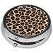 Leopard Patterned Mini Round Pill Box | 3 Compartment Travel Pill Organizer | Portable Medicine Case for Home & Office - Buy Online on GoSupps.com
