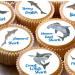 24 Shark edible PRE CUT style kids childrens party decorations Wafer Paper Cupcake Fairy Cake Toppers