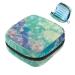 Menstruation pad bag with zipper women's napkin bag tampons collection bags for women and girls (green purple watercolor fish pattern)