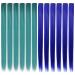 Shop 21-Inch Shkjchp Colored Clip-In Hair Extensions - Vibrant Blue & Dark Turquoise Highlights for Girls | 12PCS Party Hair Accessories - Buy Online on GoSupps.com