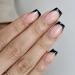 Shop 24-Piece Black French Press On Nails - Full Cover Gel Nails Short Square Artificial Fingernails - Buy Online on GoSupps.com