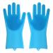 MBNVBNM Cleaning gloves Convenient Household Kitchen Scrubber Silica Gel Cleaning Gloves Dishwashing Gloves Household Heat Resistance (Color : Sky Blue Size : Large)