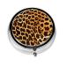 Stripes On Leopardsround Pill Box 3 Compartments Round Pill Box Organizer for Purse Or Pocket Portable Travel Pill Box
