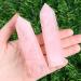 Xiannvxi 4 "Groß Rosenquartz crystals tower gemstone stabic crystal stones towers hexagonal dot rods natural meditation energy stone 9-10cm 1pc rose quartz 4 inches