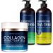 Collagen Cream for Face with Stem Cells Retinol Hyaluronic Acid Niacinamide (1.7 Oz) / Tea Tree Shampoo and Conditioner Set with Rosemary Oil (32 Oz)