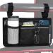 Wheelchair Side Bag Wheelchair Armrest Storage Pouch with Cup Holder and Reflective Strip for Wheelchairs Walkers or Rollators (Black)