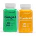LongLifeNutri Omega-3 Fish Oil 1000 mg & Vitamin K2 MK-7 100 mcg Bundle 120 Softgels + 120 Veg Capsules 4 Month Supply High EPA/DHA Omegas & Bone Support Non-GMO GMP Certified Made in USA