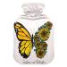 Heat bottle with reference 1 l durable warm-up bag for hand feet shoulder and neck pain cramps heating press and heat therapy pattern of yellow sunflower butterfly