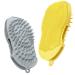 HEETA 2 Pack Silicone Body Scrubber and Hair Shampoo Brush 2 in 1 Upgrade Scalp Massager Exfoliating Brush for Skin and Scalp Care - Silicone Loofah with Gentle Massage Nodes (Gray & Yellow) Grey&yellow