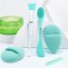 Ducare Silicone Face Mask Brush & Facial Cleansing Sponges Set - 4 PCS | Soft Double-Ended Brush for Mud, Clay, DIY Green - Beauty Essential - Buy Online on GoSupps.com