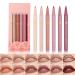 6PCS Liquid Lipstick & Lip Liner Set 2-in-1 Nude Matte Shades Lip Liner Pencil For Sculpting & Filling Long-lasting Intense Colour Non-Stick Women's Make-up Set (#B)
